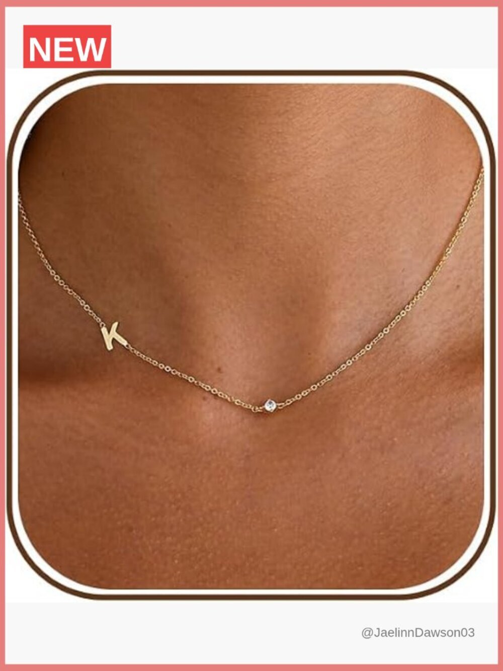 Dainty Initial Choker Necklace 14K Gold Plated Sideways Letter